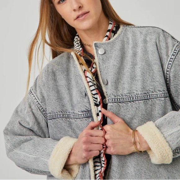 Overlover Jackets & Blazers - NEW! Overlover grey denim Sherpa jacket